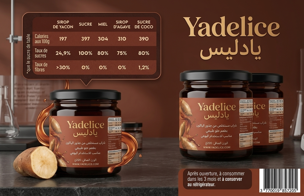 جدول التركيب الغذائي المقارن لشراب الياكون يادليس